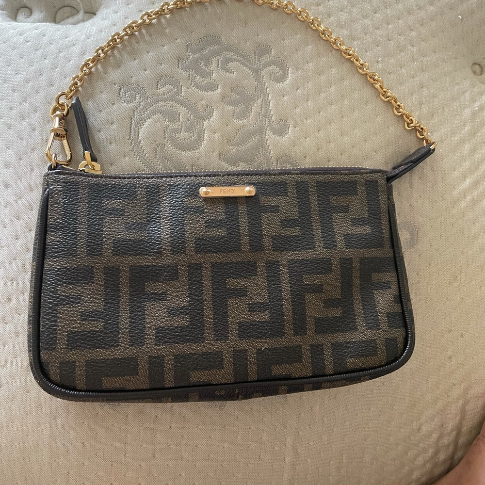 Fendi Tobacco Zucca Canvas Mini Pochette Bag
